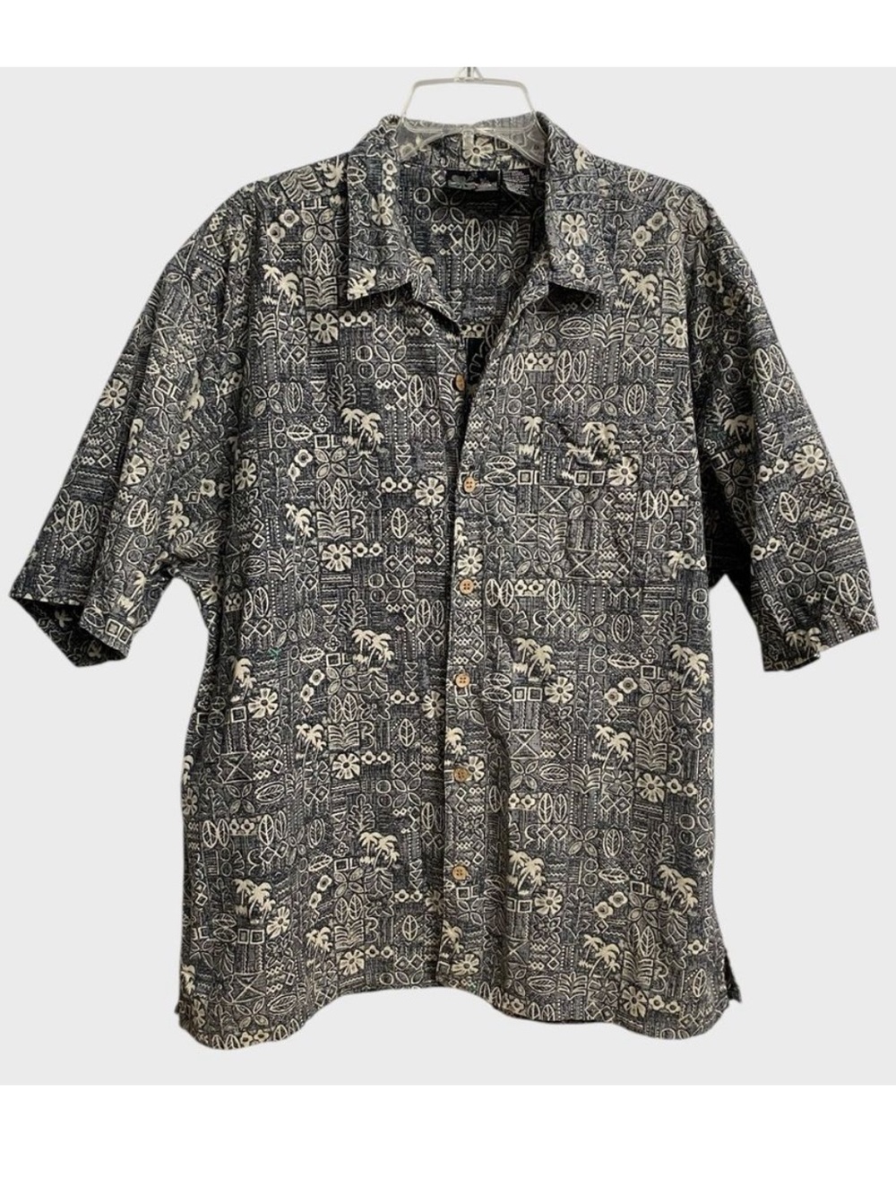 Vintage Ocean Pacific OP Men's Floral Geometric Hawaiian Shirt XL Reverse Print